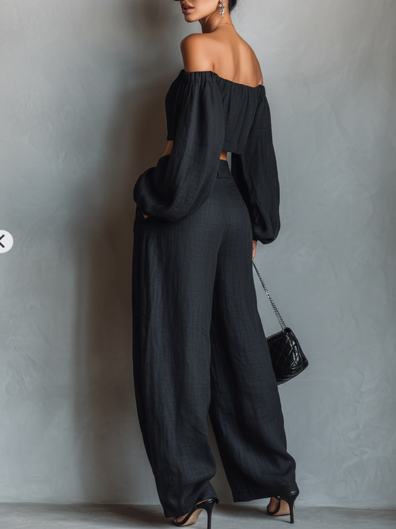 Tess | Off-Shoulder Set mit Weiten Hosen