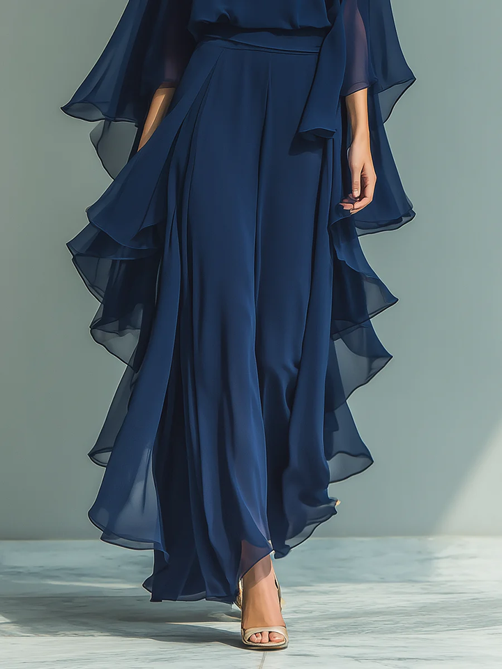 Linda | Elegantes Komplett-Outfit aus Chiffon mit Volants