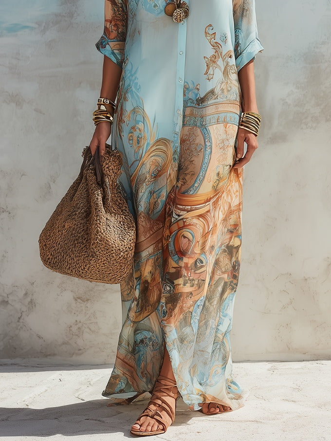 Lorna | Elegantes Maxi-Hemdkleid mit mediterranem Flair