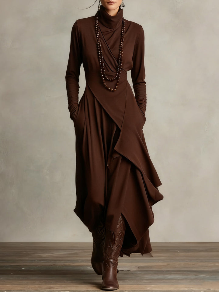Gianna | Elegantes Drapiertes Turtleneck Maxikleid