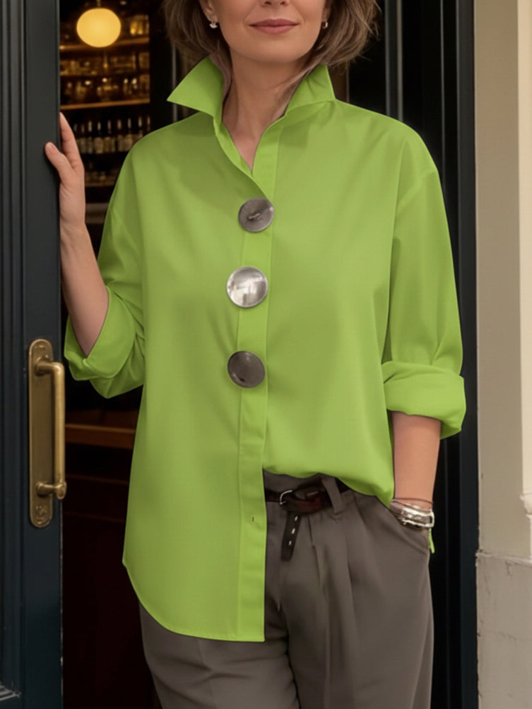 Rachel | Bluse mit Stehkragen und Statement-Buttons