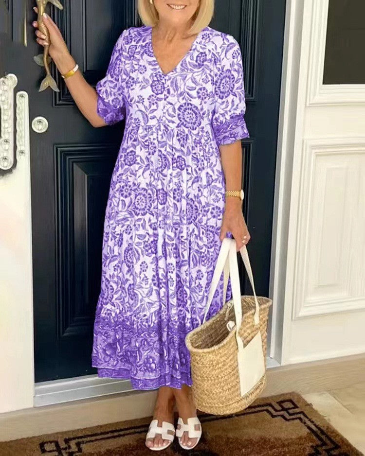 Keisha | Florales Kleid mit V-Ausschnitt
