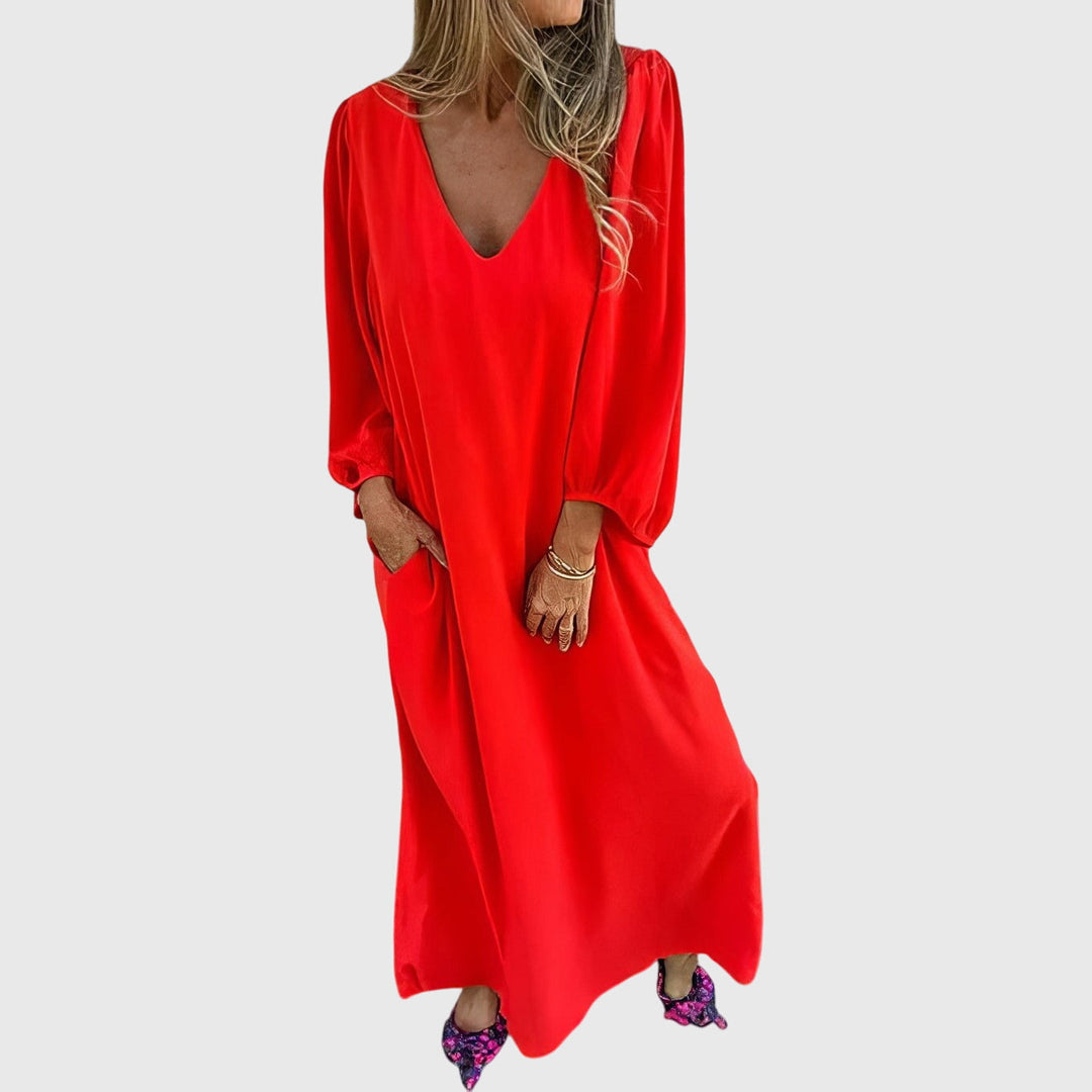 Erika | Langes Boho-Kleid mit Taschen