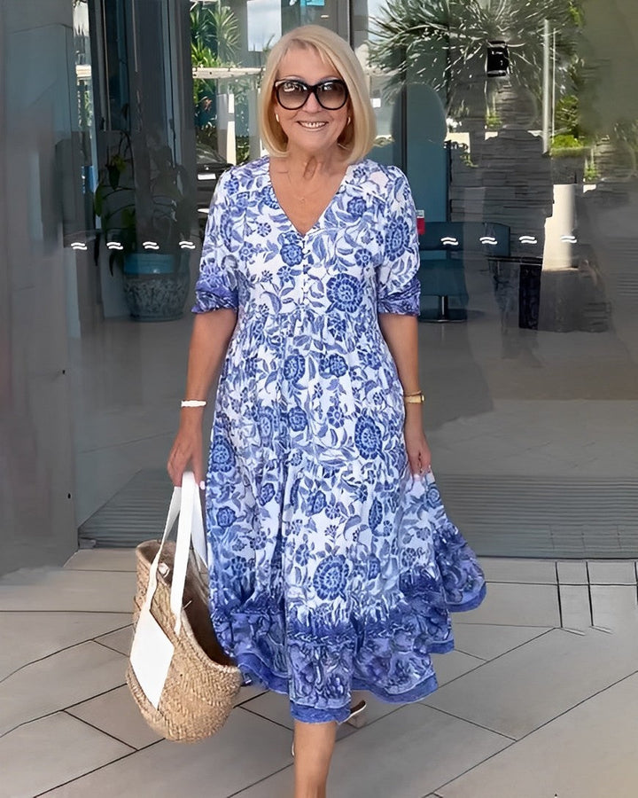 Keisha | Florales Kleid mit V-Ausschnitt