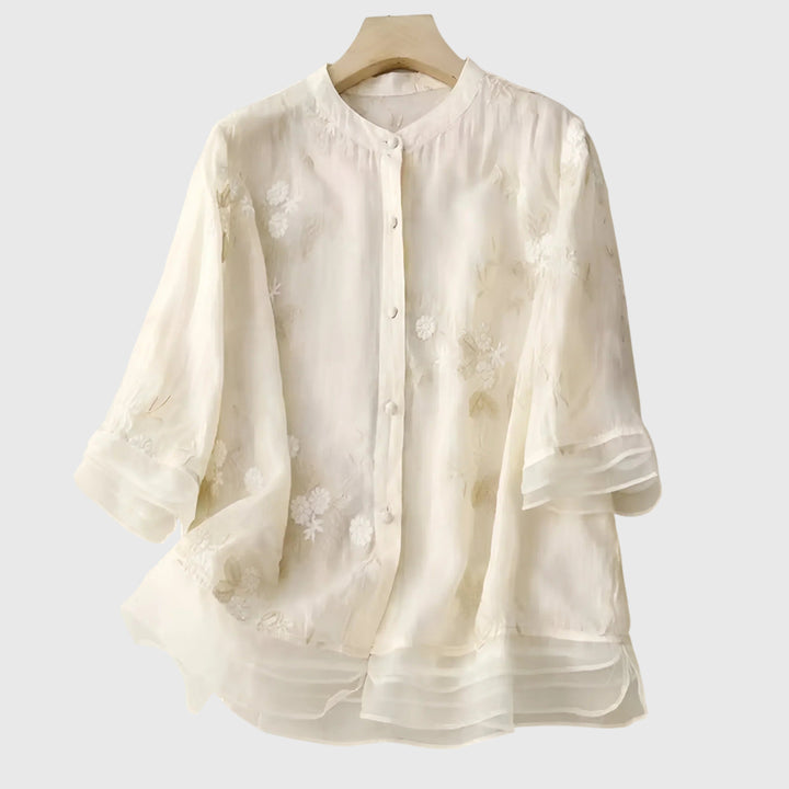 Edena | Elegantes Top mit Bestickten Blumen