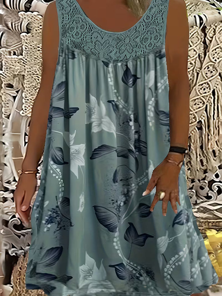 Zyra | Lockeres ärmelloses Midikleid mit Rundhalsausschnitt