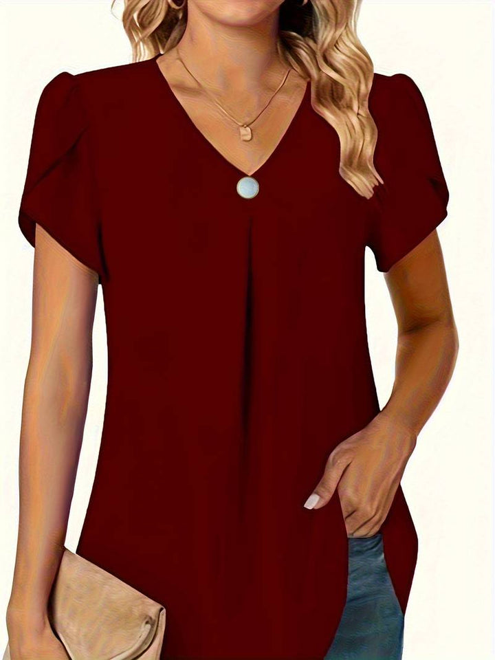 Basha | Rüschenshirt mit kurzen Ärmeln und einem Knopf