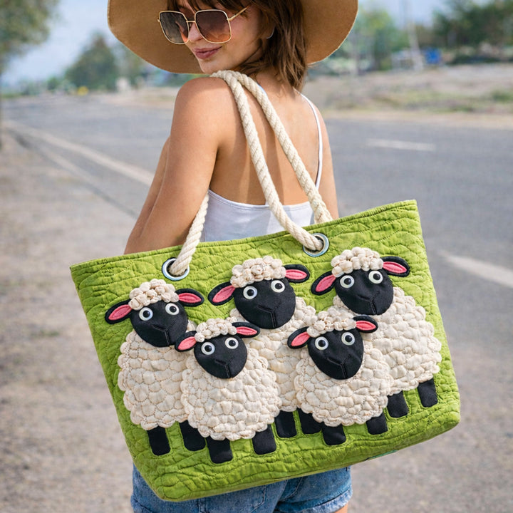 Gestepptes Strandtasche Schafshimmel