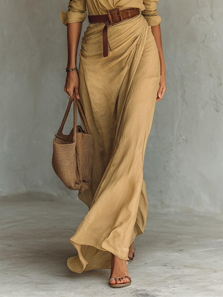 Valérie | Elegantes Maxi-Hemdblusenkleid mit Gürtel