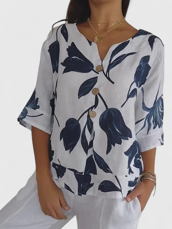 Zaria | Bequeme V-Ausschnitt Bluse