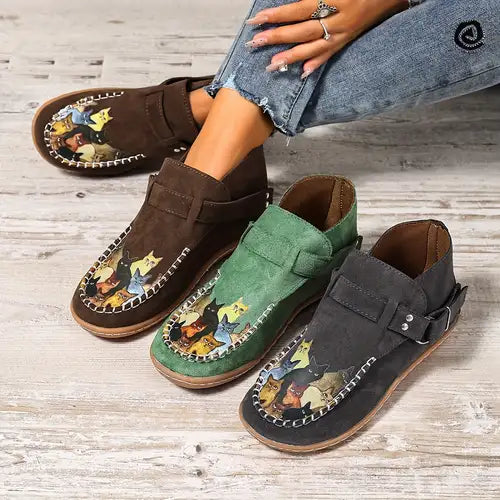 Bertha | Bequeme Freizeitschuhe mit Katzenmotiv