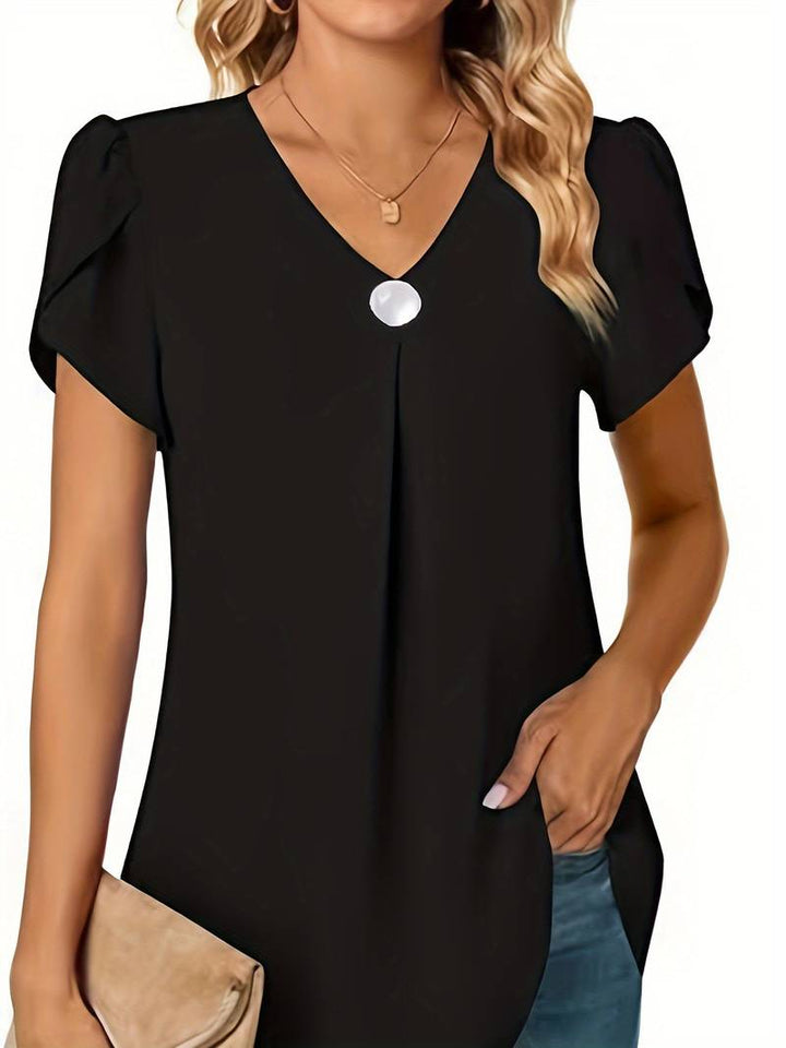 Basha | Rüschenshirt mit kurzen Ärmeln und einem Knopf
