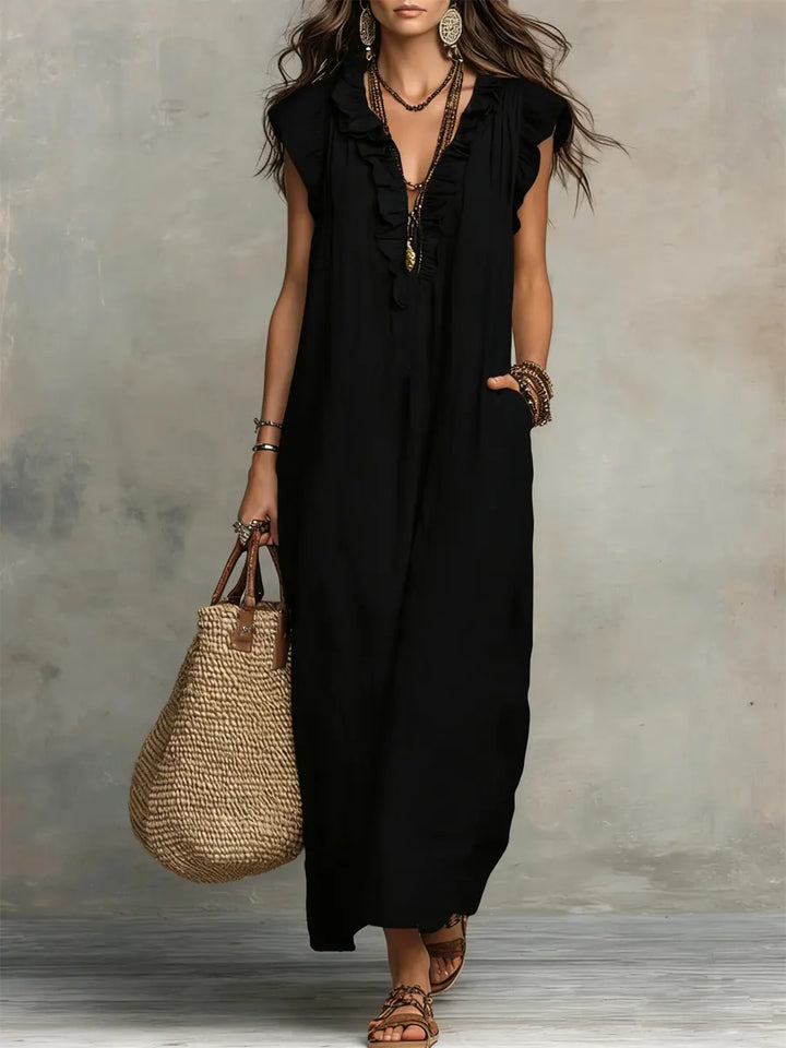 Maeve | Langes Kleid im Boho-Stil aus Leinen und Baumwolle