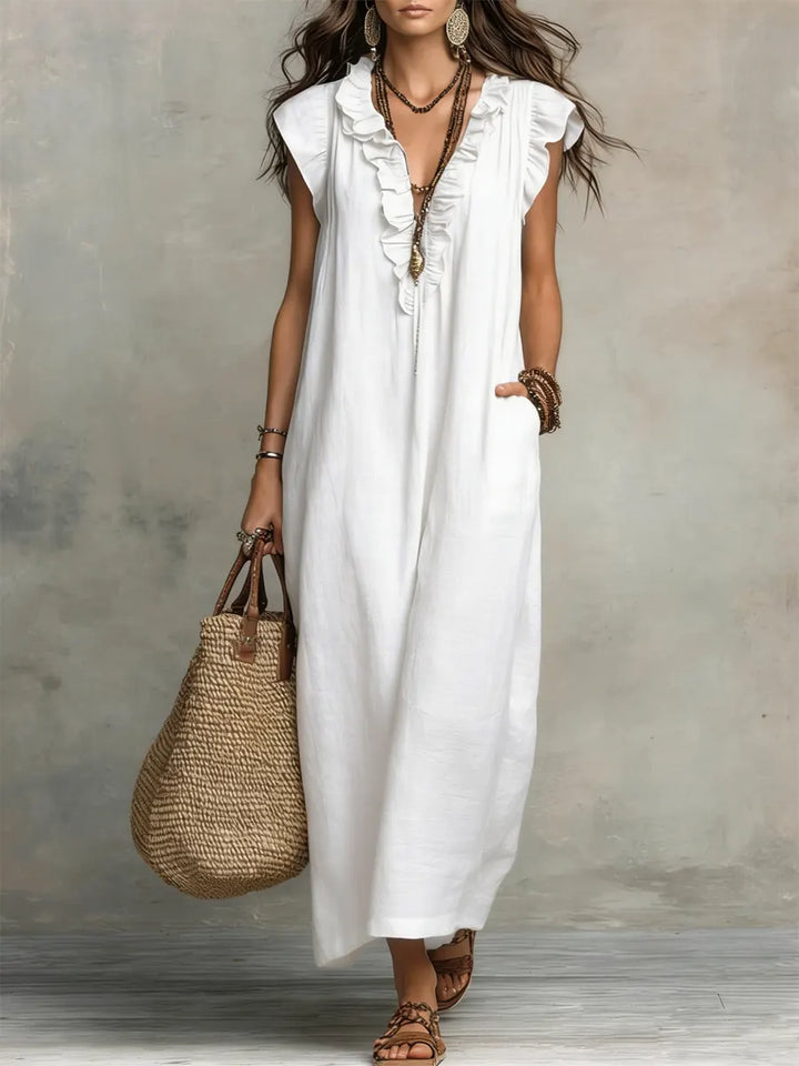 Maeve | Langes Kleid im Boho-Stil aus Leinen und Baumwolle