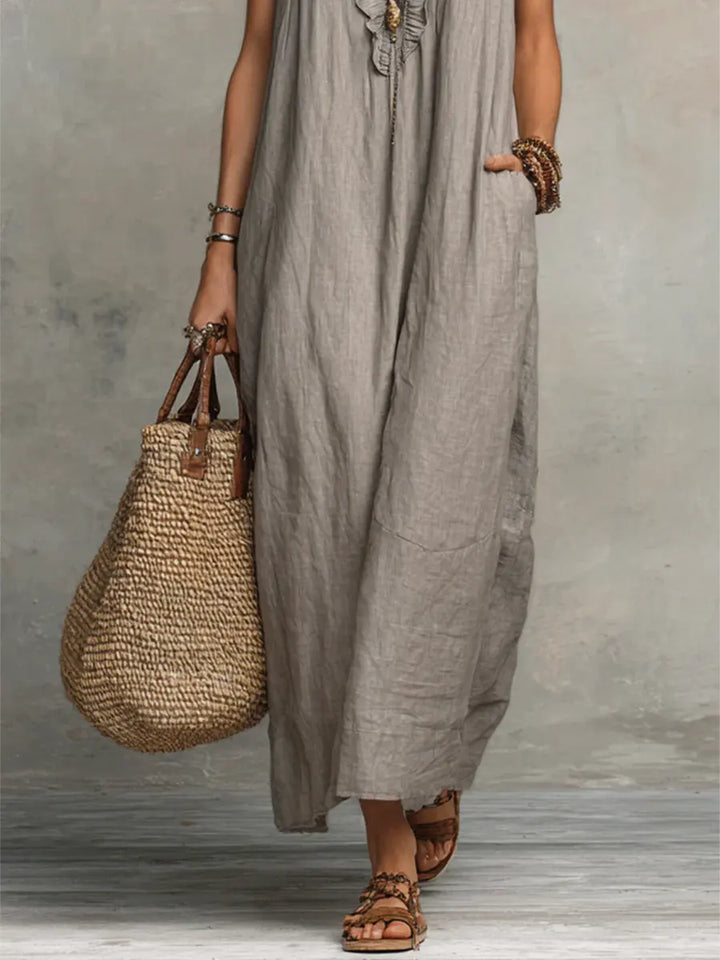 Maeve | Langes Kleid im Boho-Stil aus Leinen und Baumwolle