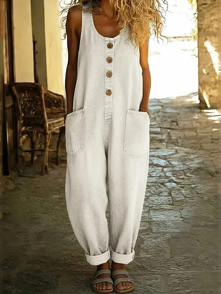 Lorabeth | Vintage gewaschene Baumwoll-Denim-Latzhose