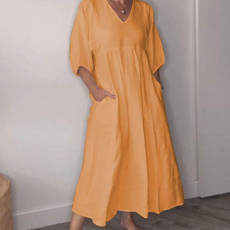 Zandrea | Lockeres Midi-Kleid mit V-Ausschnitt