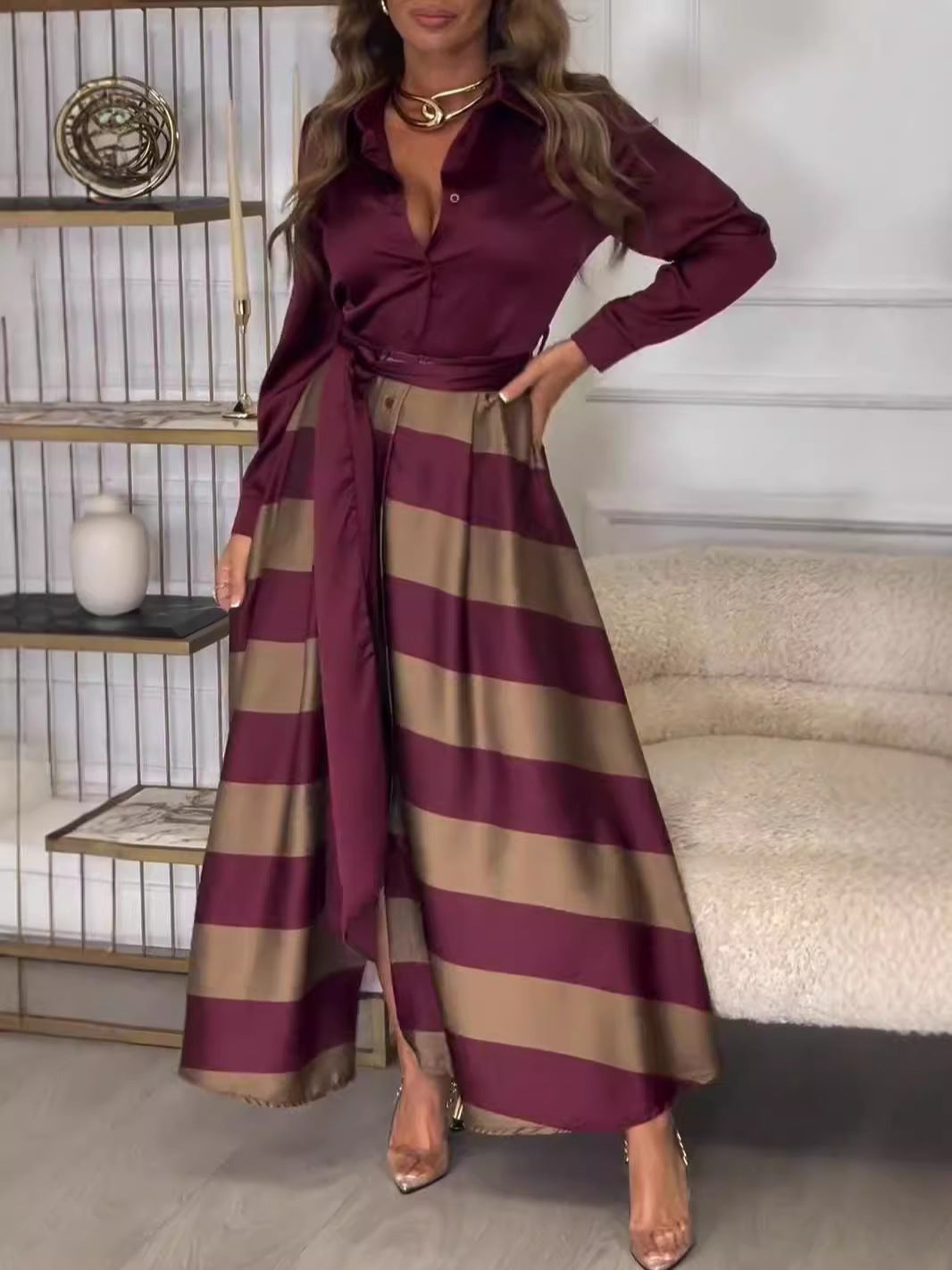 Diana | Gestreiftes Maxikleid